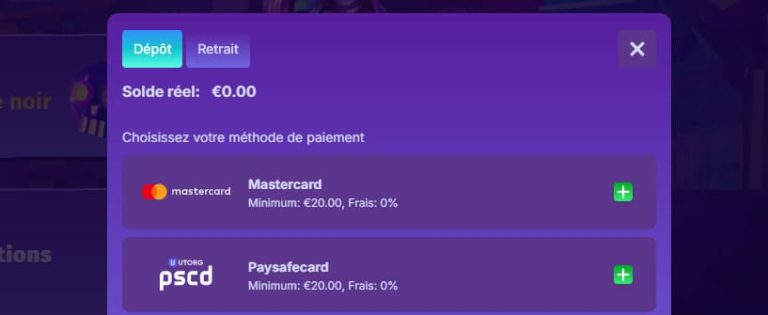 Casombie Casino moyens paiement dépôt